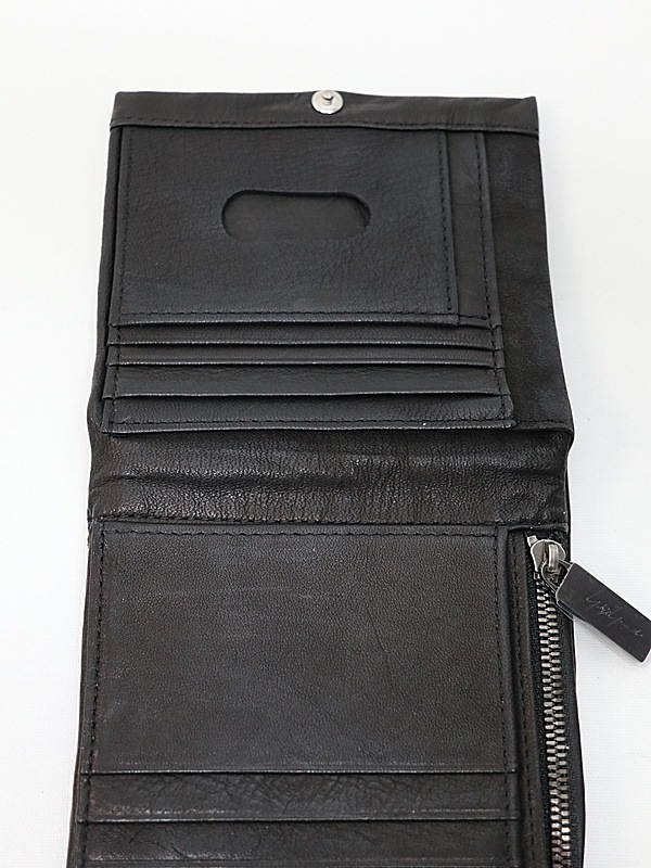 �㴰���Yohji Yamamoto���襦����ޥ��/ ���եȥۡ����쥶�� �ȥ�ץ�ե�����ɥ�����å�/BLACK