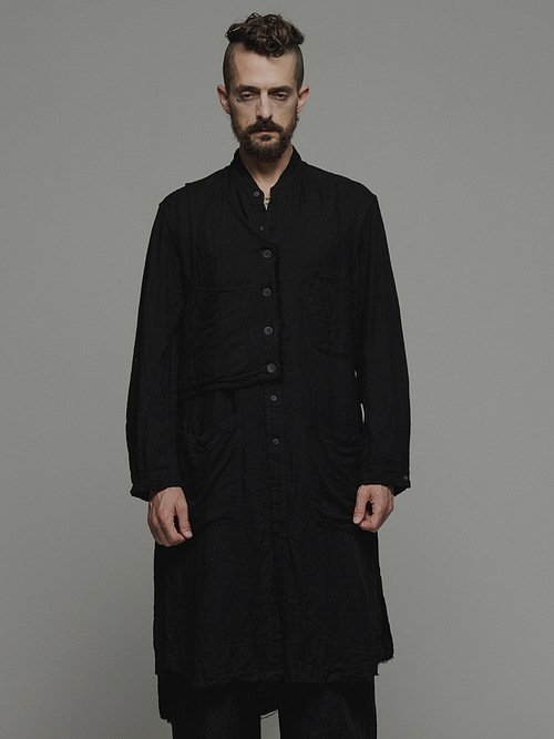�㴰���nude:masahiko maruyama ���̡���:�ޥ��ҥ��ޥ���/GARMENT DYED LAYERED LONG SHIRT/Black
