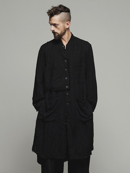 �㴰���nude:masahiko maruyama ���̡���:�ޥ��ҥ��ޥ���/GARMENT DYED LAYERED LONG SHIRT/Black