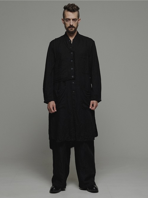 �㴰���nude:masahiko maruyama ���̡���:�ޥ��ҥ��ޥ���/GARMENT DYED LAYERED LONG SHIRT/Black