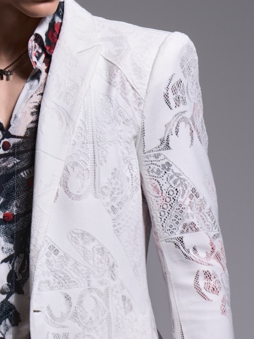 (ͽ���ʡ�6��7������ͽ��/kiryuyrik������奦����奦/CROSS-Lace Flare Jacket/White
