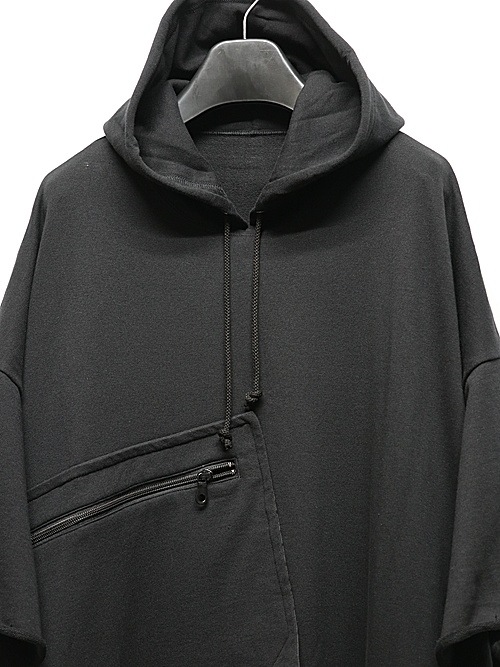 Ground Y饦ɥ磻/40/20 MINI FLEECE LONG HOODIE W/CHEST POCKET/BLACK