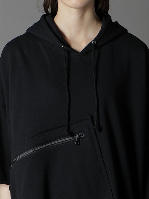 Ground Y饦ɥ磻/40/20 MINI FLEECE LONG HOODIE W/CHEST POCKET/BLACK