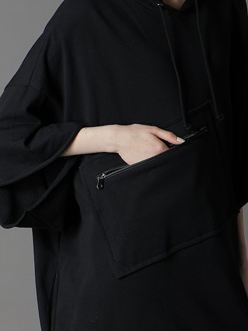 Ground Y饦ɥ磻/40/20 MINI FLEECE LONG HOODIE W/CHEST POCKET/BLACK