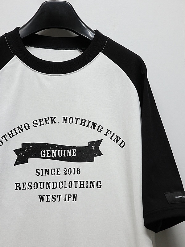 RESOUND CLOTHING���ꥵ����ɥ���������/college raglan OVER TEE/WHBK
