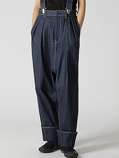 Ground Y饦ɥ磻/8OZ UNEVEN THREAD DENIM SUSPENDER MACKIN SAROUEL/BLUE.