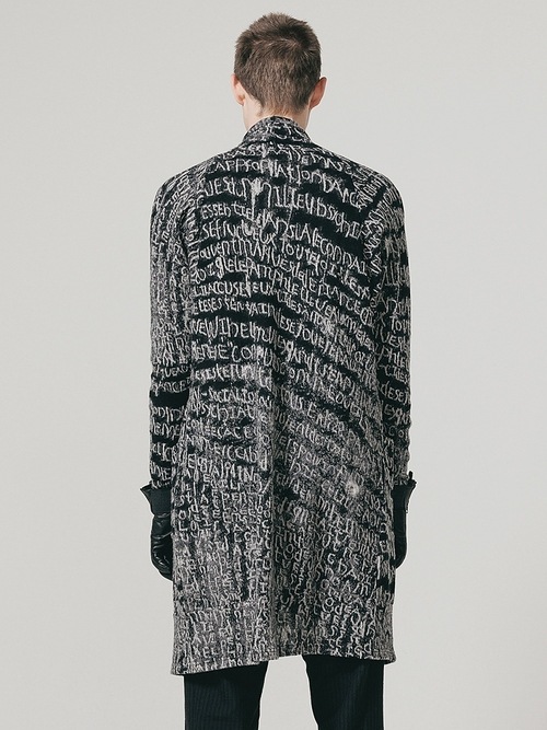 �㴰���nude:masahiko maruyama ���̡���:�ޥ��ҥ��ޥ���/Wool Back Cut Jaquard Jersey LONG CARDIGAN/Black