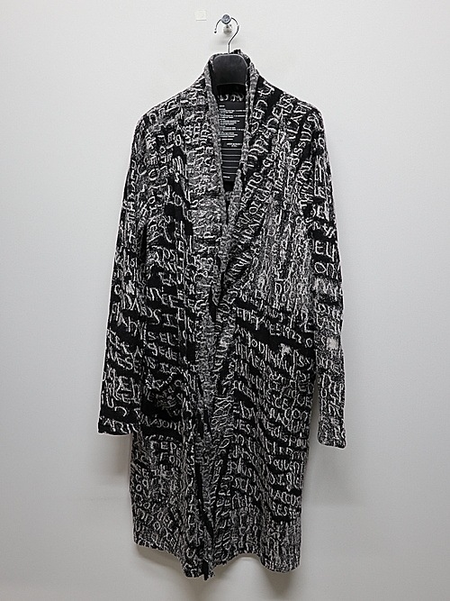 �㴰���nude:masahiko maruyama ���̡���:�ޥ��ҥ��ޥ���/Wool Back Cut Jaquard Jersey LONG CARDIGAN/Black