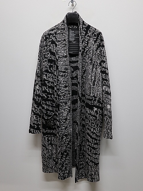 �㴰���nude:masahiko maruyama ���̡���:�ޥ��ҥ��ޥ���/Wool Back Cut Jaquard Jersey LONG CARDIGAN/Black