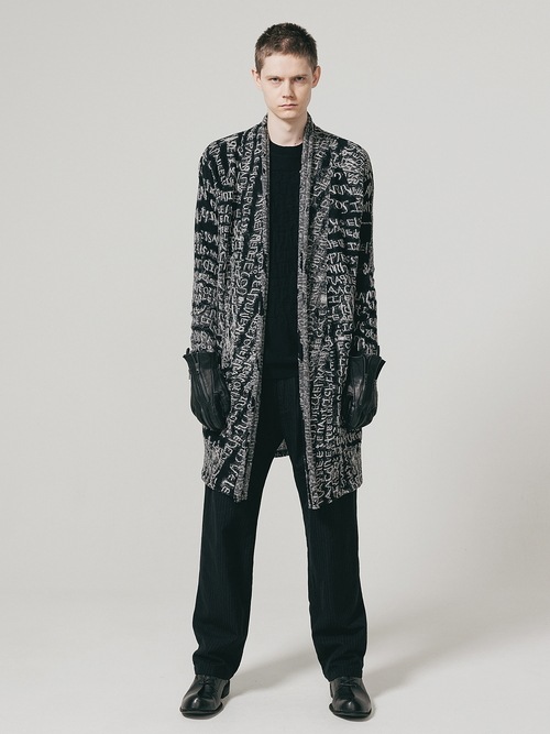�㴰���nude:masahiko maruyama ���̡���:�ޥ��ҥ��ޥ���/Wool Back Cut Jaquard Jersey LONG CARDIGAN/Black