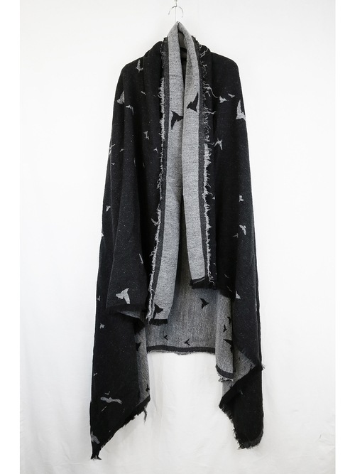 nude:masahiko maruyama ̡:ޥҥޥ/"Bird" Loop Yarn Jacquard STOLE/Black