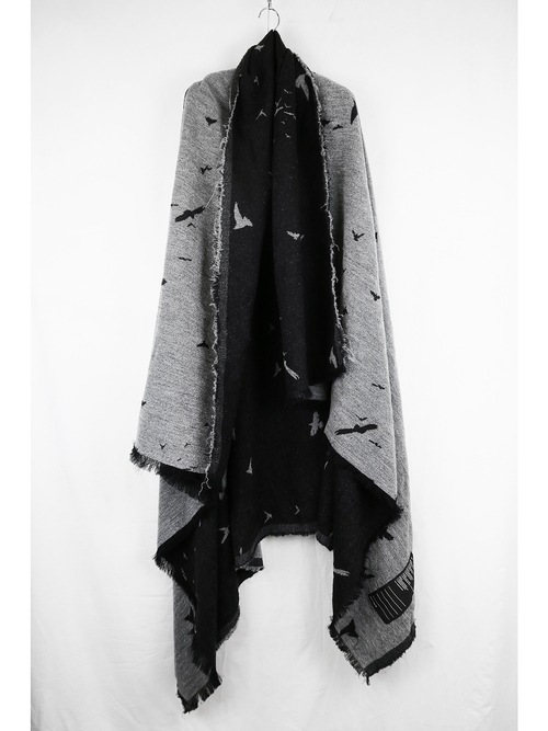 nude:masahiko maruyama ̡:ޥҥޥ/"Bird" Loop Yarn Jacquard STOLE/Black