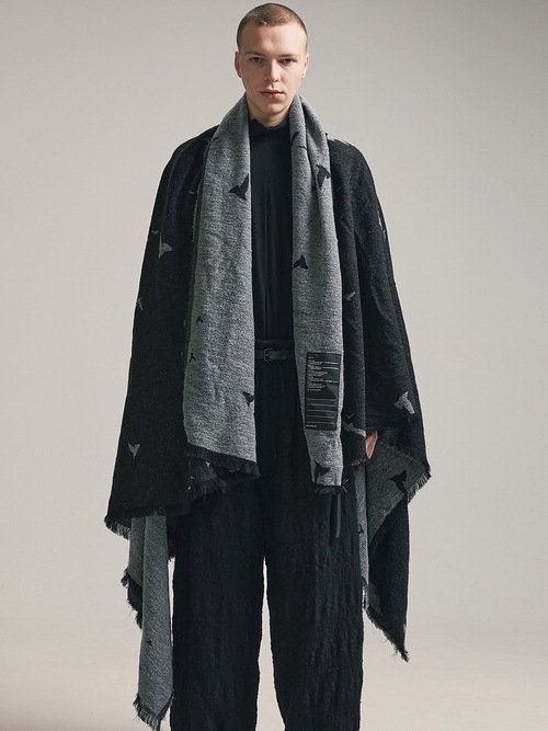 nude:masahiko maruyama ̡:ޥҥޥ/"Bird" Loop Yarn Jacquard STOLE/Black