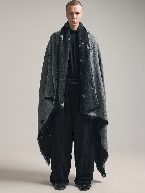 nude:masahiko maruyama ̡:ޥҥޥ/"Bird" Loop Yarn Jacquard STOLE/Black