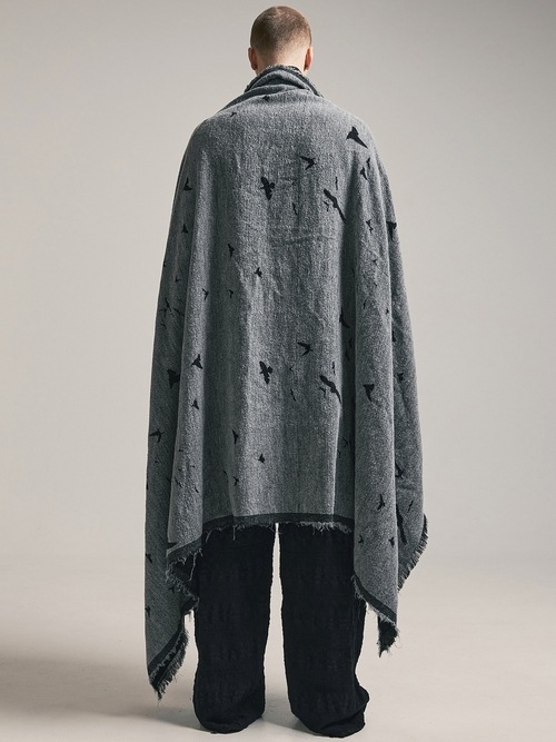 nude:masahiko maruyama ̡:ޥҥޥ/"Bird" Loop Yarn Jacquard STOLE/Black