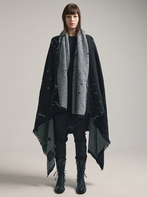 nude:masahiko maruyama ̡:ޥҥޥ/"Bird" Loop Yarn Jacquard STOLE/Black