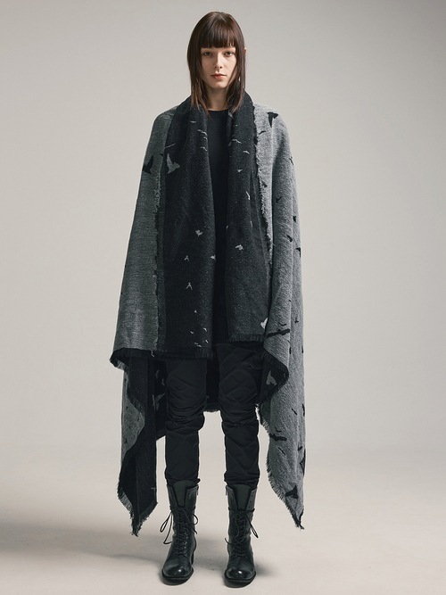 nude:masahiko maruyama ̡:ޥҥޥ/"Bird" Loop Yarn Jacquard STOLE/Black