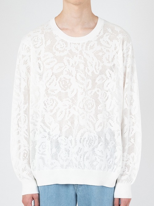 LAD MUSICIAN����å� �ߥ塼�������/FLOWER MESH PULLOVER/WHITE