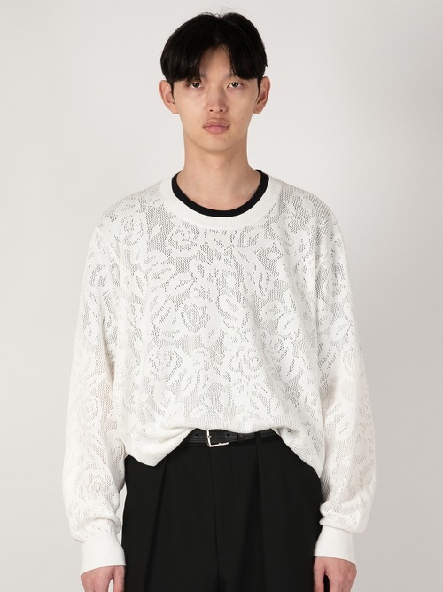 LAD MUSICIAN����å� �ߥ塼�������/FLOWER MESH PULLOVER/WHITE