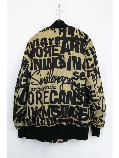 �㴰���nude:masahiko maruyama ���̡���:�ޥ��ҥ��ޥ���/LOGO COLLAGE PRINT OVERSIZED BOMBER JACKET/Beige-Black