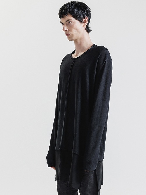 �㴰���nude:masahiko maruyama ���̡���:�ޥ��ҥ��ޥ���/Imitation Linen Cotton Jersey LONG SLEEVE T SHIRT/Black