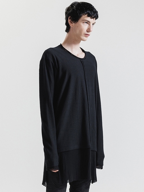 �㴰���nude:masahiko maruyama ���̡���:�ޥ��ҥ��ޥ���/Imitation Linen Cotton Jersey LONG SLEEVE T SHIRT/Black