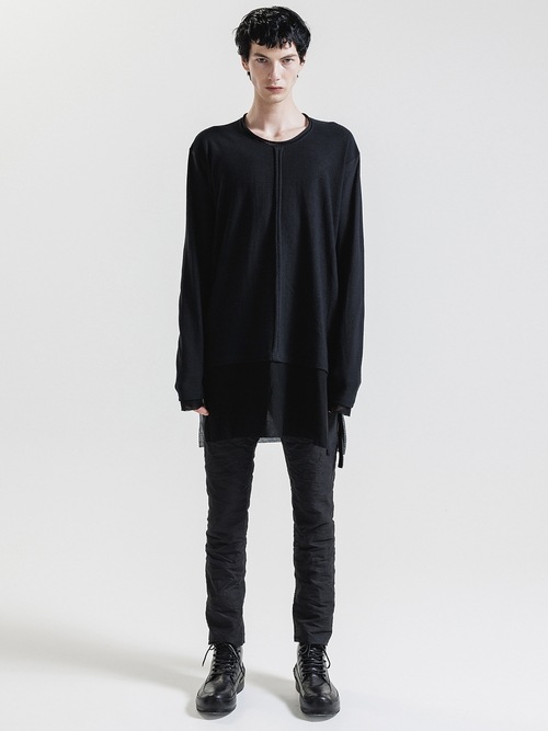 �㴰���nude:masahiko maruyama ���̡���:�ޥ��ҥ��ޥ���/Imitation Linen Cotton Jersey LONG SLEEVE T SHIRT/Black