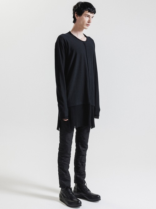 �㴰���nude:masahiko maruyama ���̡���:�ޥ��ҥ��ޥ���/Imitation Linen Cotton Jersey LONG SLEEVE T SHIRT/Black