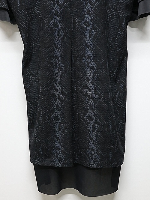 kiryuyrik奦奦/Python Mesh Crew Neck Layered-T/BlackGrey