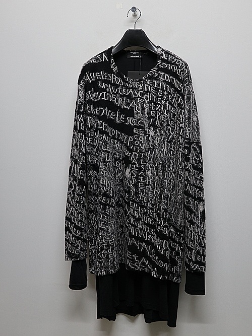 �㴰���nude:masahiko maruyama ���̡���:�ޥ��ҥ��ޥ���/Wool Back Cut Jaquard Jersey OVERSIZED LAYERED LONG SLEEVE T SHIRT/Black