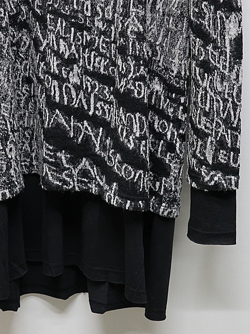 �㴰���nude:masahiko maruyama ���̡���:�ޥ��ҥ��ޥ���/Wool Back Cut Jaquard Jersey OVERSIZED LAYERED LONG SLEEVE T SHIRT/Black