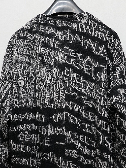 �㴰���nude:masahiko maruyama ���̡���:�ޥ��ҥ��ޥ���/Wool Back Cut Jaquard Jersey OVERSIZED LAYERED LONG SLEEVE T SHIRT/Black