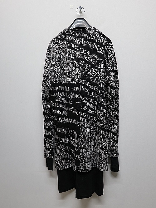 �㴰���nude:masahiko maruyama ���̡���:�ޥ��ҥ��ޥ���/Wool Back Cut Jaquard Jersey OVERSIZED LAYERED LONG SLEEVE T SHIRT/Black