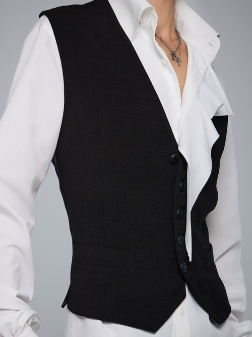 (ͽʡ910ͽ/THE ONENESSͥ/Recycle PE Broad Single Frill Shirt/Black