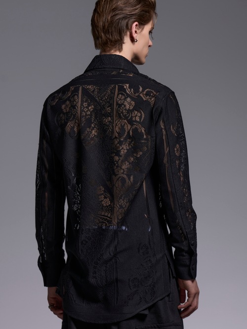 (ͽ���ʡ�6��7������ͽ��/kiryuyrik������奦����奦/CROSS-Lace Shirt/Black
