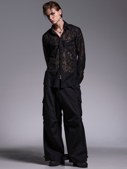 (ͽ���ʡ�6��7������ͽ��/kiryuyrik������奦����奦/CROSS-Lace Shirt/Black