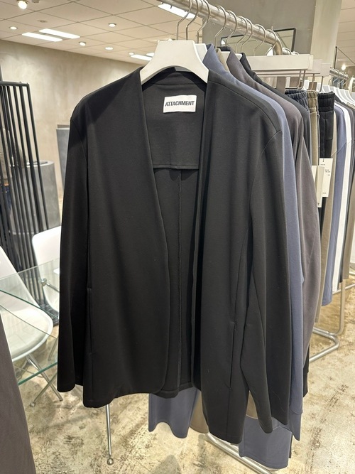 (ͽ���ʡ�7��8������ͽ��/ATTACHMENT�������å�����/COTTON DOUBLE FACE COLLARLESS CARDIGAN/BLACK