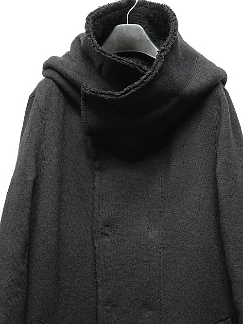 nude:masahiko maruyama ̡:ޥҥޥ/Wool Cotton Dread Boa REVERSIBLE LONG HOODIE COAT/Black