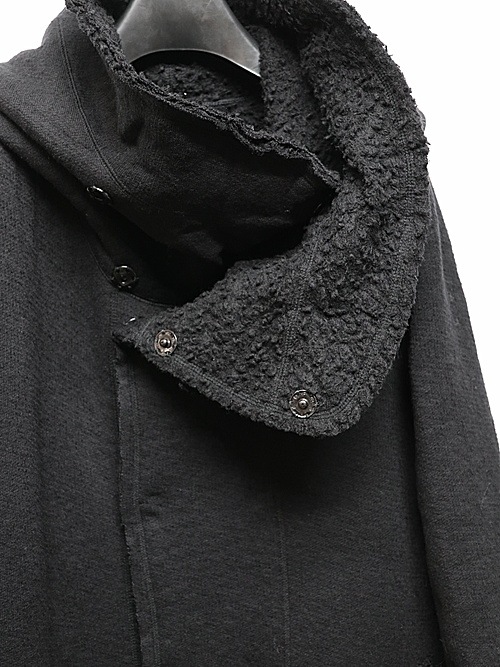 nude:masahiko maruyama ̡:ޥҥޥ/Wool Cotton Dread Boa REVERSIBLE LONG HOODIE COAT/Black