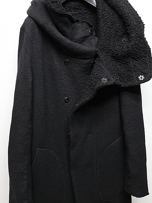 nude:masahiko maruyama ̡:ޥҥޥ/Wool Cotton Dread Boa REVERSIBLE LONG HOODIE COAT/Black