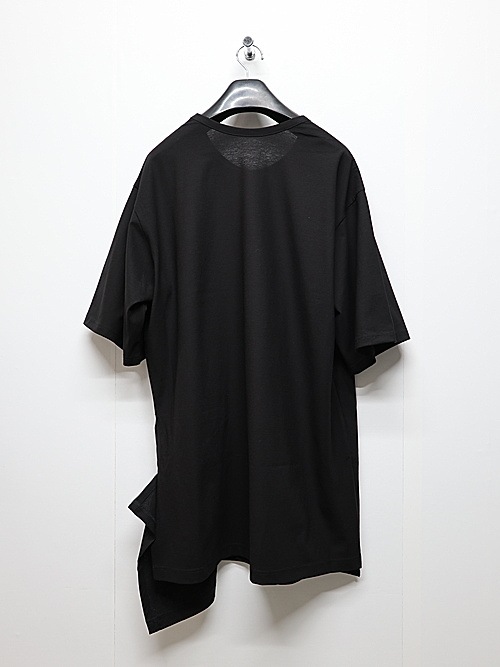 Ground Y�����饦��ɥ磻/30 HARD TWIST STRETCH JERSEY LEFT SIDE CUT OUT SHORT SLEEVED T/BLACK