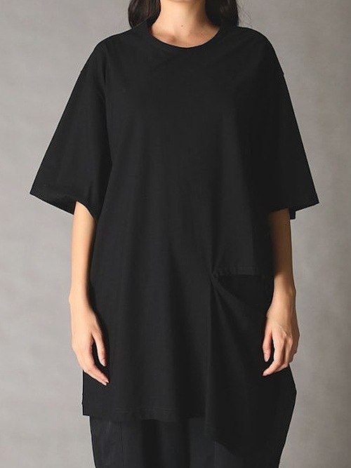Ground Y�����饦��ɥ磻/30 HARD TWIST STRETCH JERSEY LEFT SIDE CUT OUT SHORT SLEEVED T/BLACK