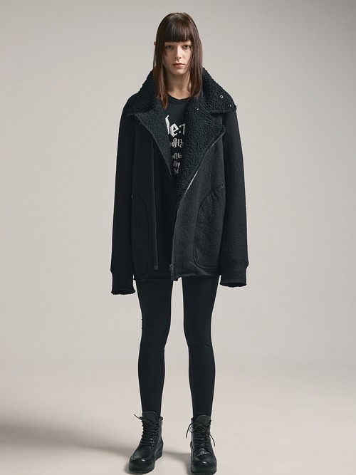 nude:masahiko maruyama ̡:ޥҥޥ/Wool Cotton Dread Boa ZIPUP JACKET/Black