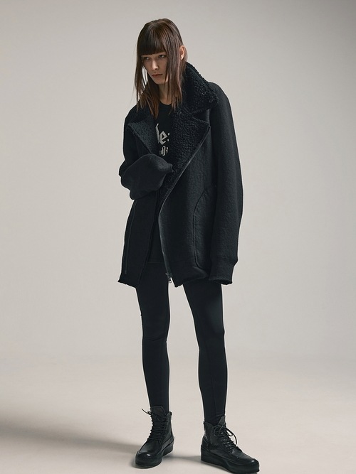 nude:masahiko maruyama ̡:ޥҥޥ/Wool Cotton Dread Boa ZIPUP JACKET/Black