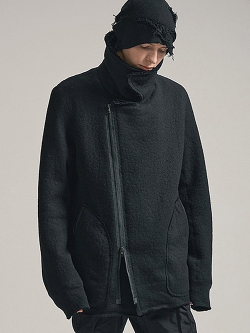 nude:masahiko maruyama ̡:ޥҥޥ/Wool Cotton Dread Boa ZIPUP JACKET/Black