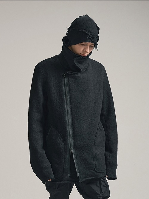 nude:masahiko maruyama ̡:ޥҥޥ/Wool Cotton Dread Boa ZIPUP JACKET/Black