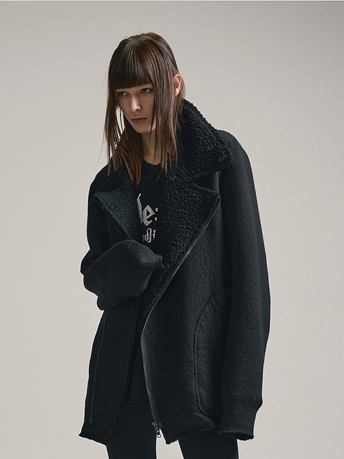 nude:masahiko maruyama ̡:ޥҥޥ/Wool Cotton Dread Boa ZIPUP JACKET/Black