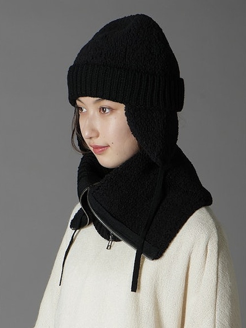 Ground Y饦ɥ磻/Wool boa+EX FineMerino Wool FLIGHT KNIT CAP/BLACK