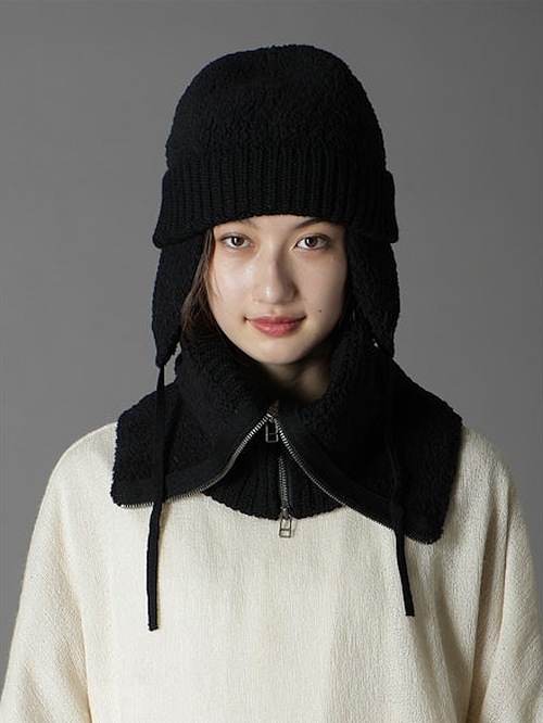 Ground Y饦ɥ磻/Wool boa+EX FineMerino Wool FLIGHT KNIT CAP/BLACK