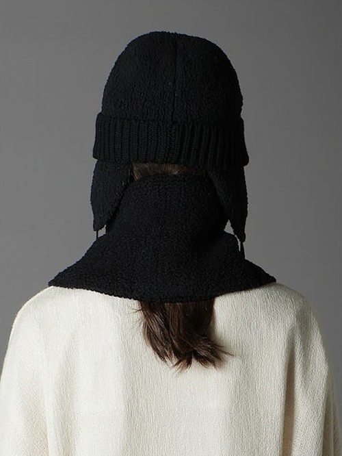 Ground Y饦ɥ磻/Wool boa+EX FineMerino Wool FLIGHT KNIT CAP/BLACK